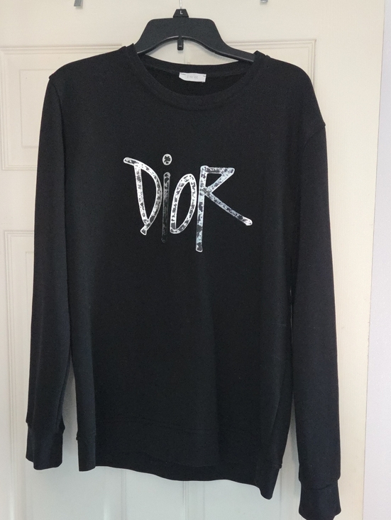 Dior Tops - Dior Black Sweatshirt with White Logo Graffiti